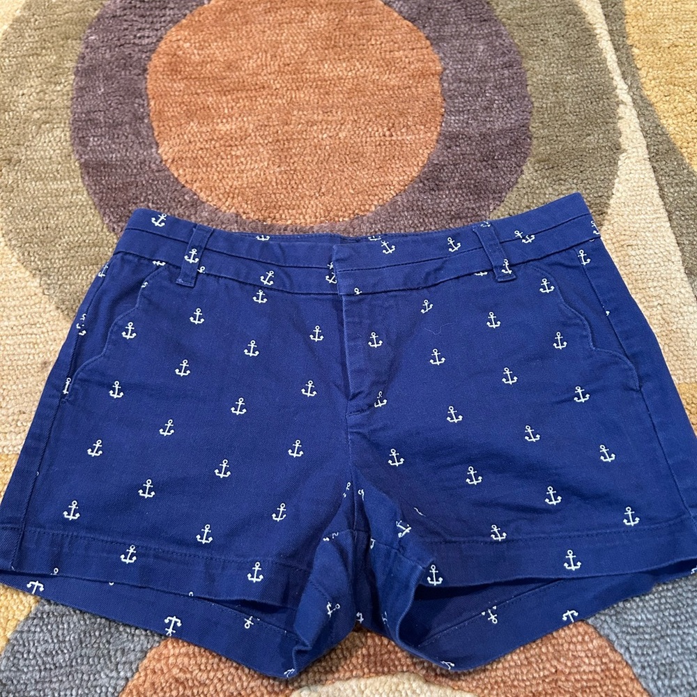 Blue Rain Blue Anchor Print Nautical Shorts Chino Y2K Style Junior’s Size XS
